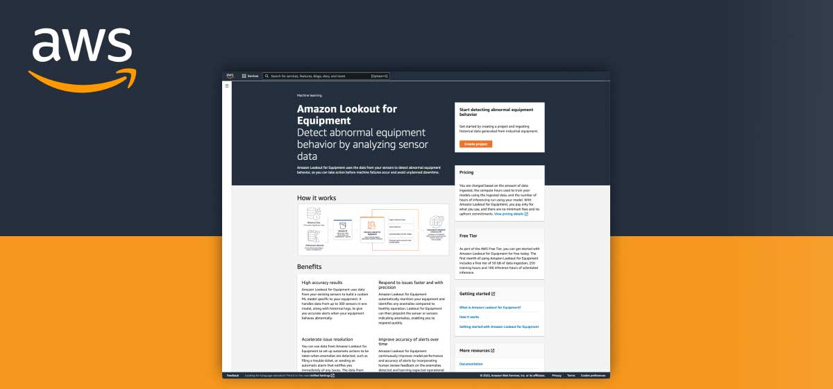 Amazon Lookout for Equipment console — detect abnormal equipment behavior by analyzing sensor data